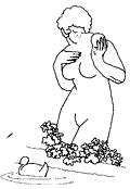 Line drawing of sculpture of Eve
