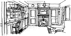 Line drawing of Hope & Anchor back parlour bar
